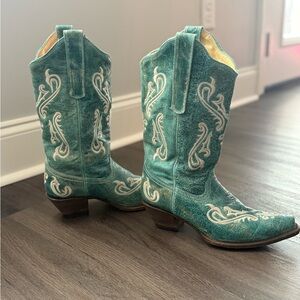 Turquoise Embroidered Corral Western Boots
